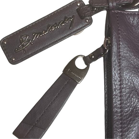 B. Makowsky shoulder bag burgundy purse leather pockets medium size bucket - Picture 10 of 10